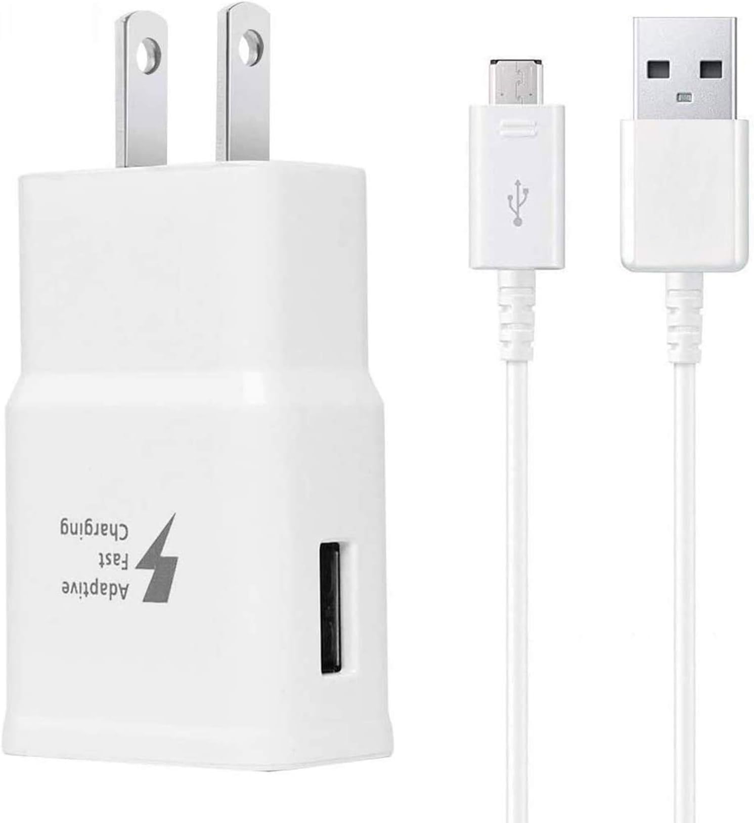 Adaptive Fast Charger Kit Compatible Samsung Tablet Phone Galaxy S6/ S7/ Edge/Plus/Active /A6 J7 J3 /Note 5 /Note 4, USB 2.0 Fast Wall Charger Adapter and Micro USB Cable