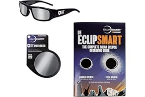 Celestron – 3-Pc EclipSmart Safe Solar Observing & Imaging Kit – Meets ISO 12312-2:2015(E) Standards – Premium Solar Safe Filter Technology – Includes Eclipse Glasses + Photo Filter + Eclipse Book