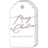 JarThenaAMCS 60Pcs Christmas Paper Gift Tags Merry Christmas Hanging Label Tags with Red Ribbon for Xmas New Year Party DIY Crafts Wrapping Holiday Presents Supplies