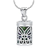 constantlife Hollow Cylinder Cremation Jewelry for Ashes with Vial Butterfly Urn Necklace for Ashes for Women Men Keepsake Memorial Lockets Pendant for Loved One Urns for Human/Pet Ashes
