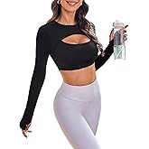 SHENHE Women's Cut Out Long Sleeve Athletic Compression Sports Workout Yoga Crop Top