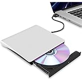 Hcsunfly External CD/DVD Drive for Laptop, USB 3.0 Ultra-Slim Portable Burner Writer Compatible with Mac MacBook Pro/Air iMac