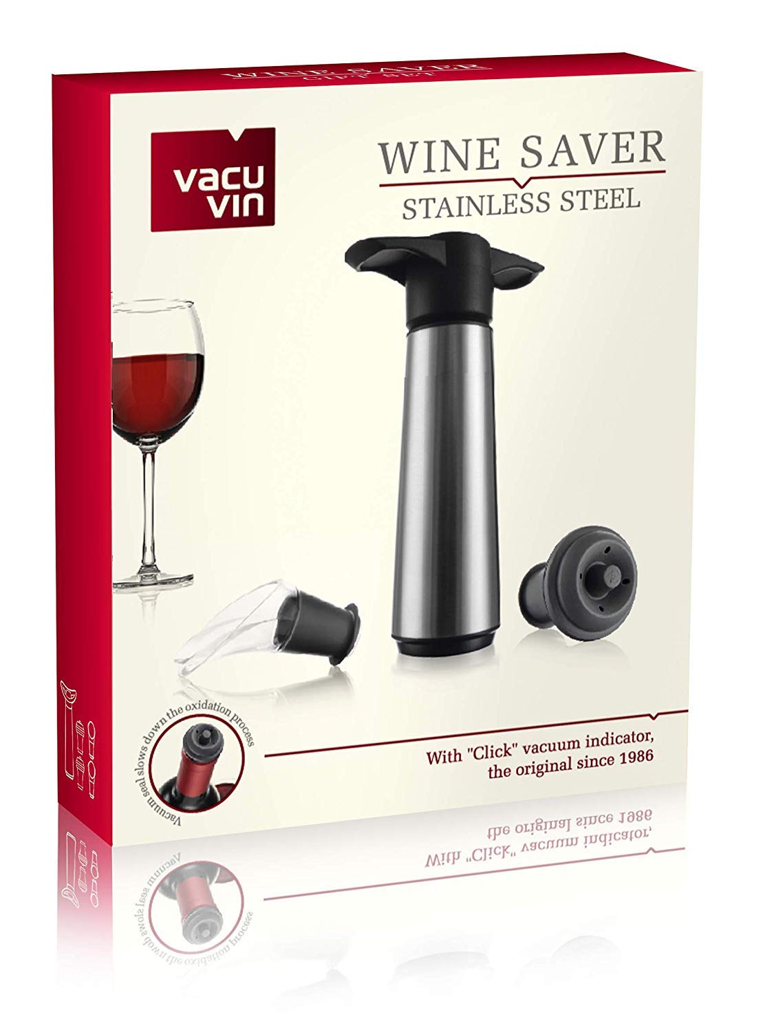 vacu vin Stainless Steel Set (Includes 2 Stoppers and 2 Servers)