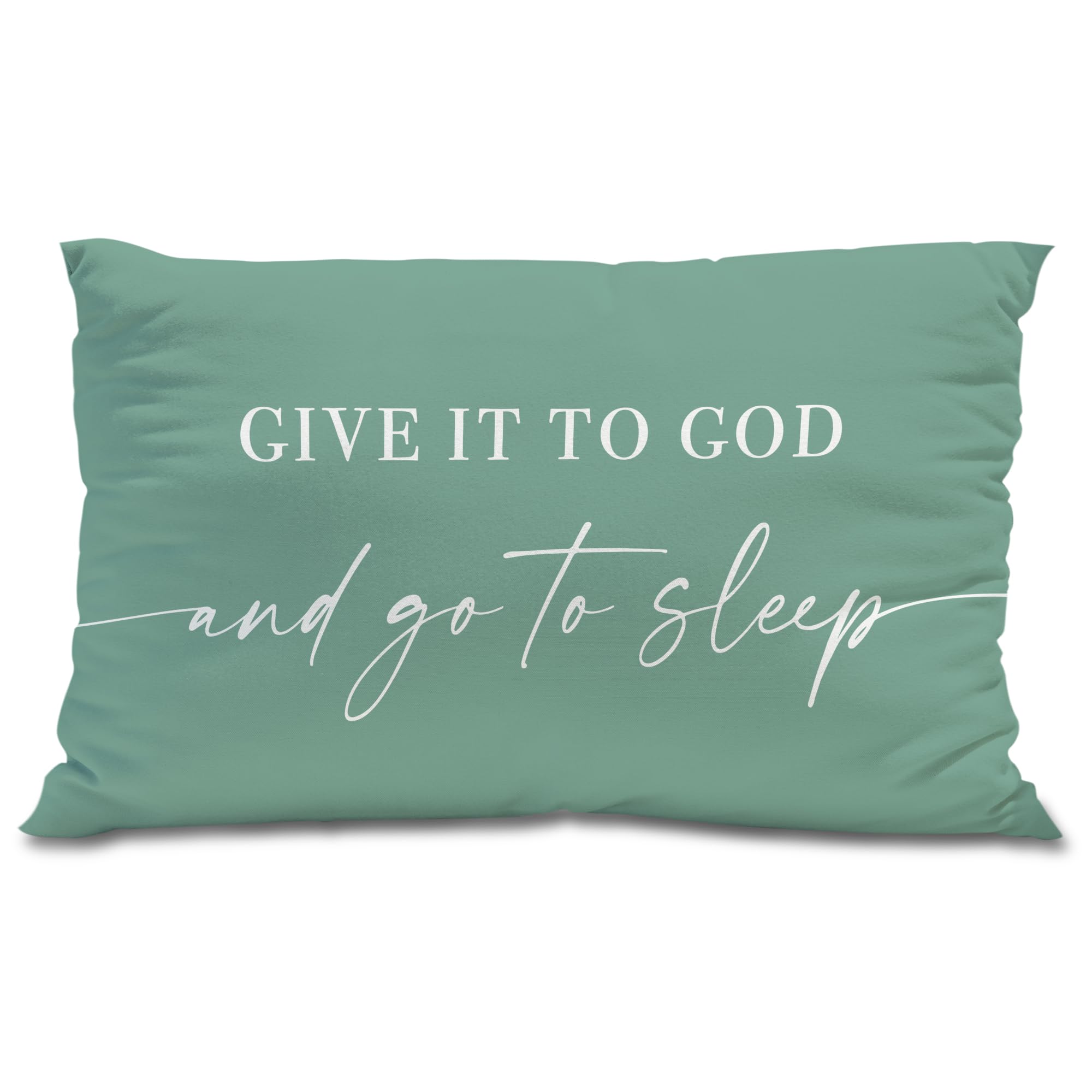 Knibeo Give It to God and Go to Sleep, Decorative Pillows Cover for Bed, Throw Pillows Cover for Bed,12x20 Inch Pillow Case,Decorative Bed Pillows Cover for Bedroom Room(12x20,Green)