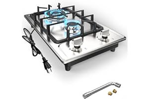 Anhane Portable Stainless Steel 12 Inch 2 Burner Gas Cooktop, LPG/NG Dual Fuel, Ideal for RVs, Apartments, and Outdoor Cooking