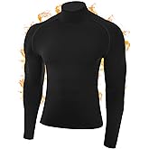 Roadbox Men's Thermal Compression Shirts Mock Turtleneck Long Sleeve, Fleece Lined Undershirt Base Layer for Winter Workout