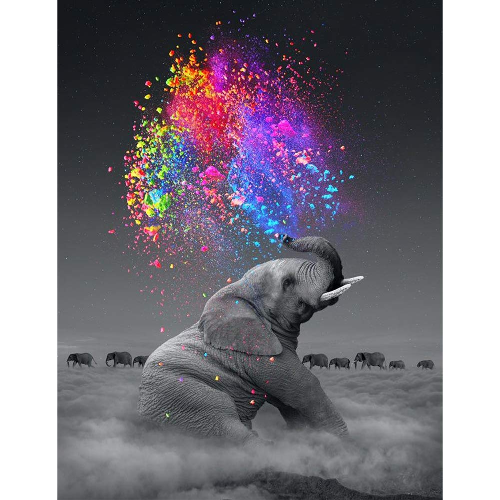 DIY 5D Diamond Painting Kits for Adults Full Drill Embroidery Paintings Rhinestone Pasted DIY Painting Cross Stitch Arts Crafts for Home Wall Decor 30x40cm/11.8×15.7Inches (Elephant)