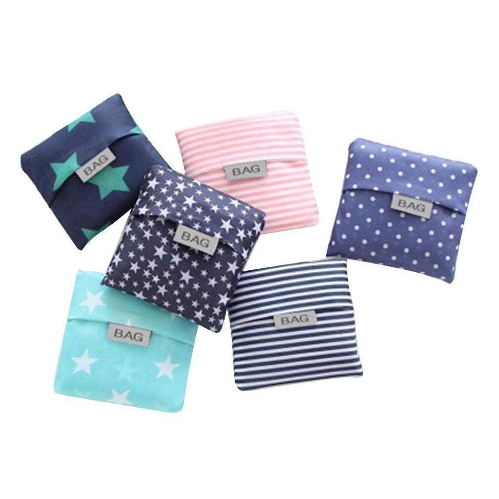 Kaxich 4 Pack Foldable Shopping Bags Reusable Eco-friendly Grocery Tote Bags Shopper Bag Folding into Attached Pouch (Random Color)