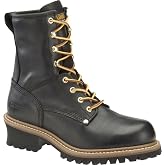 Carolina Elm 8" Steel Toe Logger Boots for Men, EH-Rated, Slip-Resistant | Memory Foam Comfort, Triple-Rib Shank, Oil-Slip Outsole, Lineman &amp; Arborist Boots, Tree Climbing &amp; Wildland Fire Boots