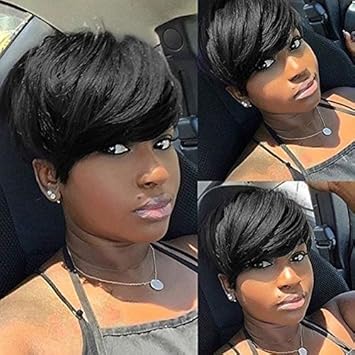 Amazon Com Short Pixie Cut Hair Natural Synthetic Wigs For Women