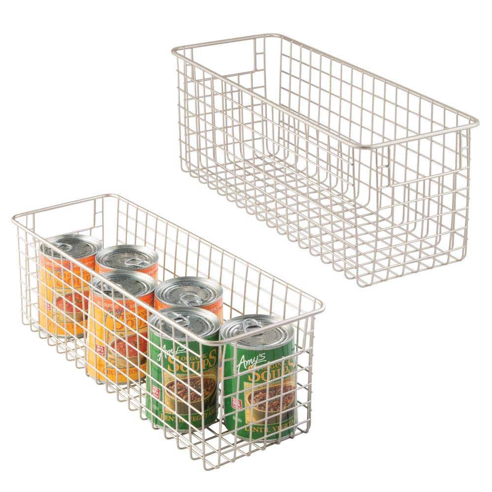 mDesign Set of 2 Wire Storage Baskets Deep & Flexible Wire Basket