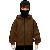 Balaclava Hoodie for Boys Girls Kids Windproof Zip Up Ski Mask Hoodie Oversized Full Zipper Hooded Sweatshirt Jacket