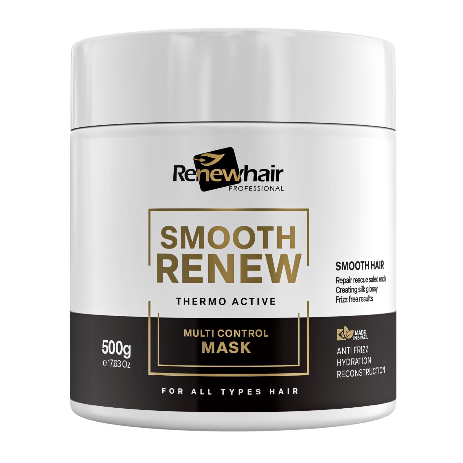 Smooth Renew Brazilian Collagen Hair Treatment – Frizz Control, Volume Reduction, Thermo-Activated Formula, Vegan & Salon-Quality Smoothness – 500g