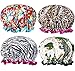 4 Pack Shower Cap Bath Cap Designed for Women Double Layers Waterproof Shower Hat