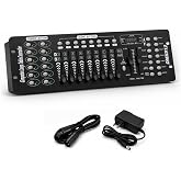 XPCLEOYZ DMX Controller dmx512 192 Channel Stage Lighting Console | 240 Programmable Scenes, Sound Activated Mode, LED Display, DJ Light Controller for Party Pub Night Club DJ KTV Moving Heads