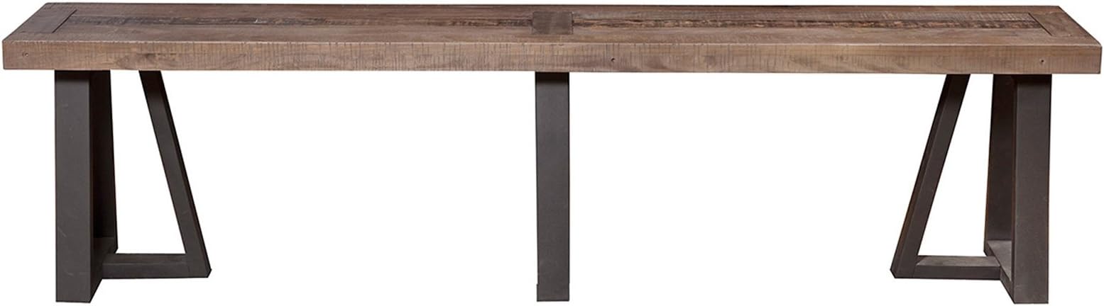 Alpine Furniture Prairie Bench, 75" W x 14" D x 18" H, Reclaimed Natural and Black Finish