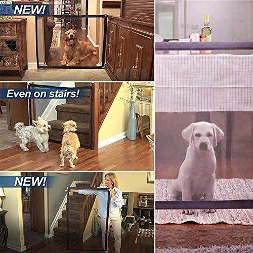 MarioRZ Magic Gate Pet Dog Safe Guard, Portable Pets Dog Cat Isolated Gauze Folding Gate (180 * 72, wihte)