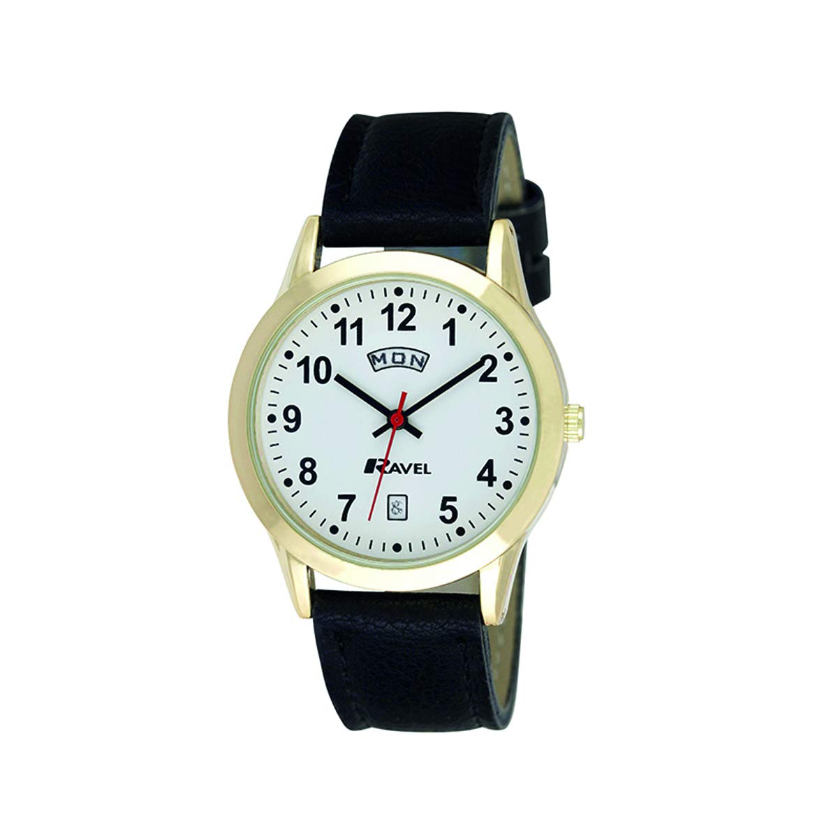 Ravel Women's Classic Day-Date Calendar Watch - Black/Gold Tone
