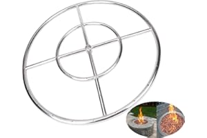 MORIINTL 24 Inch Fire Pit Ring Burner, Round Fire Pit Burner for Fire Pit, Natural Gas & Propane Fireplace, 304 Series Stainless Steel, BTU 296,000 Max Vent