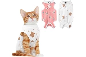 COPPTHINKTU 2 PCS Cat Recovery Suit Female Cat Onesie for Cats After Surgery Spay Abdominal Wounds, Kitten Surgery Recovery Suit Female Breathable E-Collar Alternative Kitten Onesie Anti Licking Medium