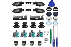 27 PCS LB RB Bumpers Button Replacement Kit, SourceTon LB RB Button Triggers Parts, Joystick, Screwdriver, Thumbstick Holder, Headphone Jack Plug Port, Hat Silicone Compatible with Xbox ONE Controller