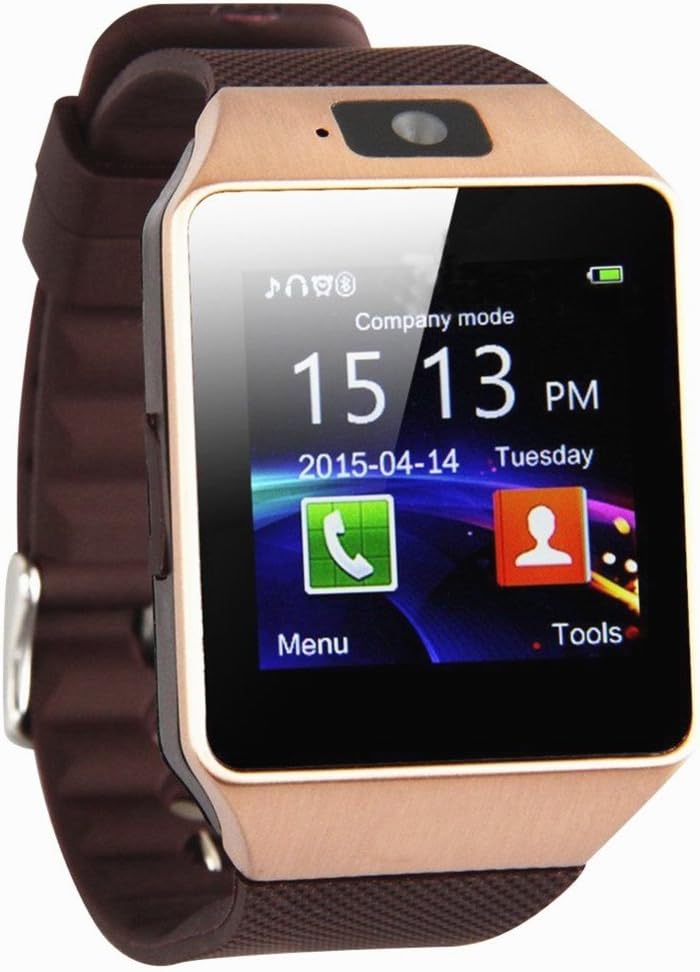 Smart Watch for Android with Camara,OURSPOP Touch Screen Wristwatch Unlocked Watch Cell Phone with Touch Screen GSM 2G SIM Card Sleep Monitor Remote Sync for Android iPhone (z09 Gold)