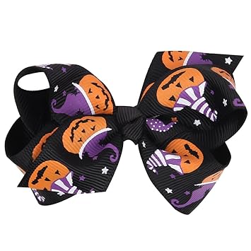 Halloween Princess Baby Girls Hair Bows Clip Printed Ribbon Infant