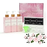 Shampoo and Conditioner Dispenser for Shower, Refillable Shampoo and Conditioner Bottles Body Wash Dispenser with Waterproof Labels, 3PCS Soap Dispenser Bathroom Pink White Empty Pump Bottle