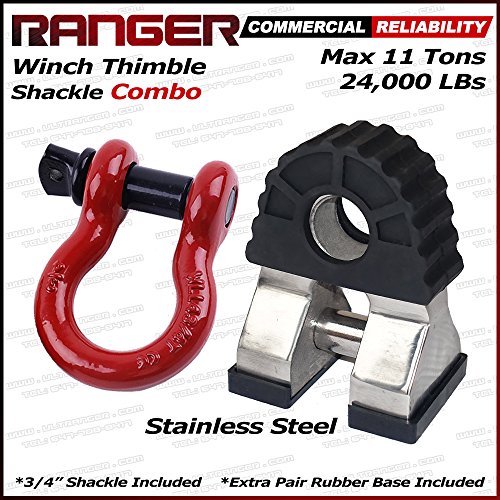 Ranger stainless steel winch shackle mount combo/thimbl…