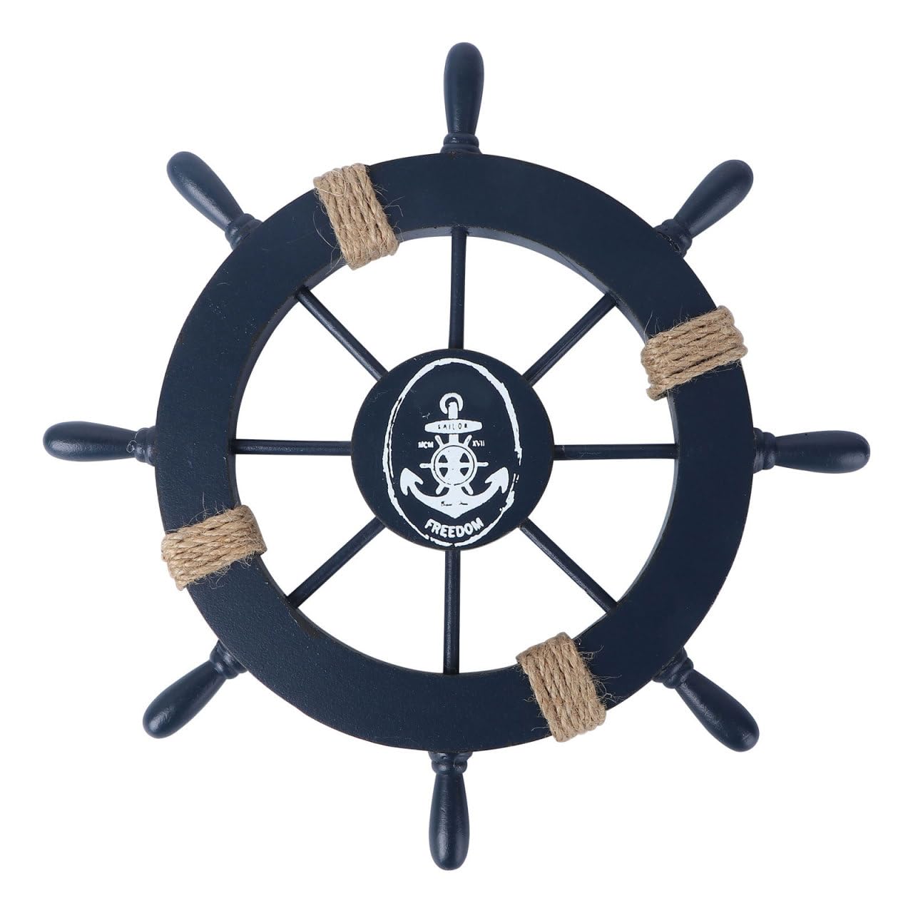 Rosenice Wooden Pirate Tiller Ship Wheel Wall Decoration with Anchor