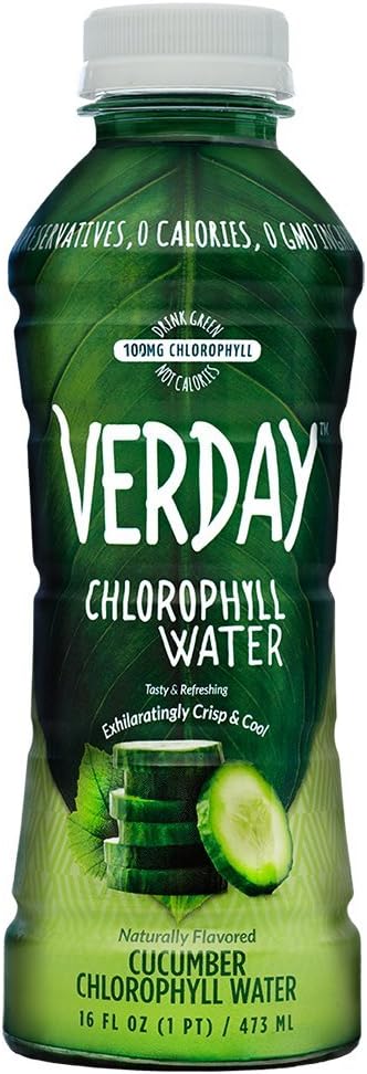 Verday Chlorophyll Water, Cucumber, Paleo, Vegan, Non-GMO, Gluten-Free, No Preservatives, No Diet Sweeteners, Zero Calories, 16oz (Pack of 12)