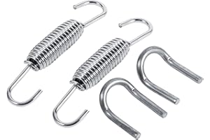 Stainless Steel Motorcycle Exhaust Muffler Spring Kit, 2-Piece Rotatable Mounting Springs with Welding Fasteners for Exhaust 