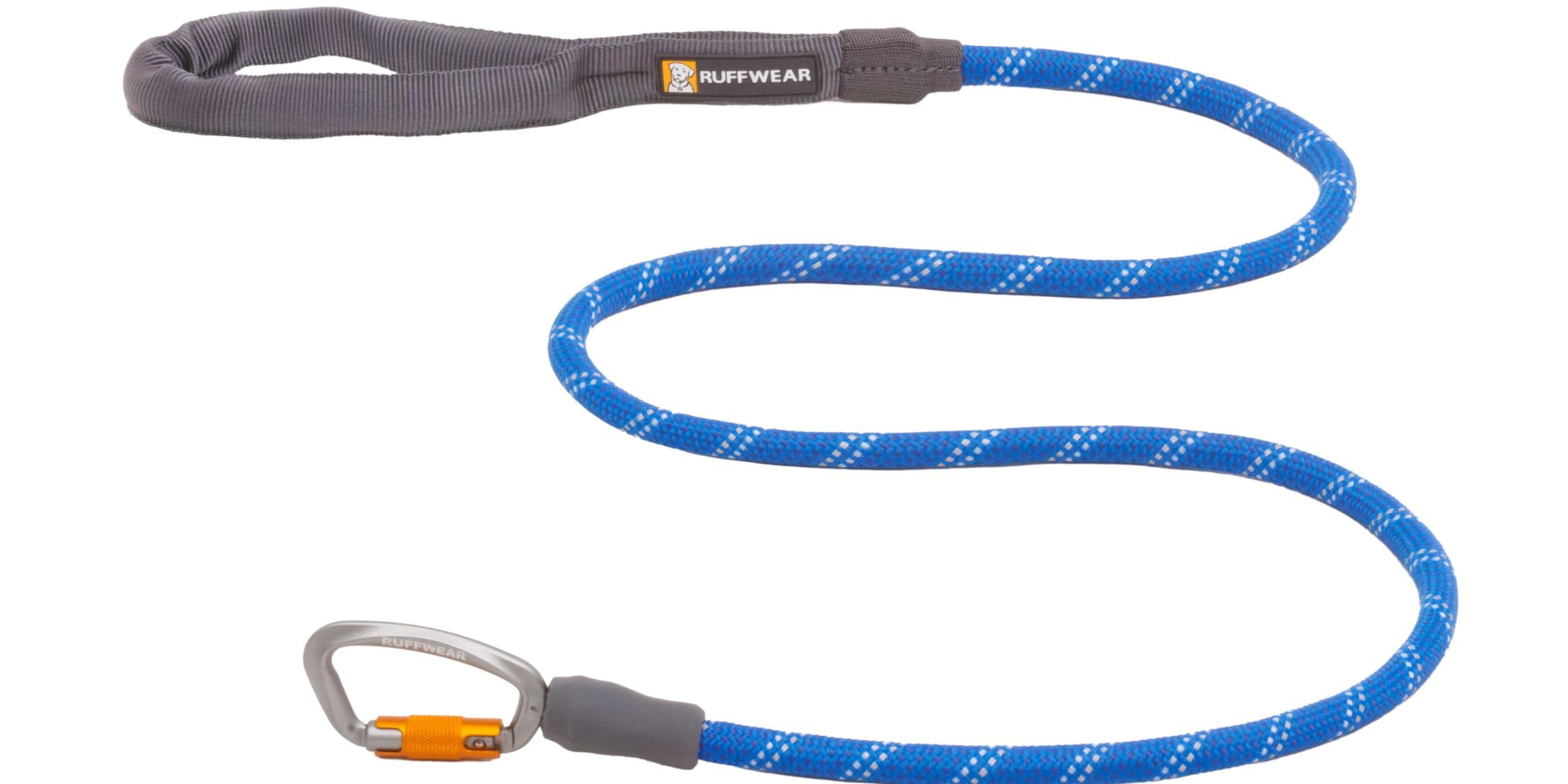 Ruffwear Knot-a-Leash Reflective Dog Lead, Large No Pull 1.5m Dog Leash with Padded Handle, Lightweight & Heavy Duty Dog Lead, Anti-Tangle lead, Secure Locking Carabiner, S, Blue Pool