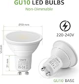Lepro GU10 LED Bulbs 6500K Cool White 4.5W 345lm 100° 10 Pack Non-Dimmable view 4