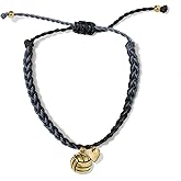 Volleyball Heart Gold Charm Bracelet 100% Waterproof Adjustable Friendship Jewelry Gift Teams