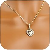 Dainty 14K Gold Plated Heart Necklace for Women - Diamond-Cut Cubic Zirconia Faith Pendant, Adjustable Chain, Spiritual Love Gift for Her