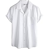 VATPAVE Mens Striped Summer Shirt Casual Button Down Short Sleeve Beach Shirts Cotton Shirts for Men