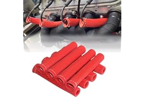 MAUTEMOWING 8 PCS Spark Plug Wire Boots Protector 2500° Spark Plug Wire Heat Shield 6 Inches Spark Plug Heat Sleeve Cover Wrap for LS1 / LS2 Sbc Bbc 350 454 Car Truck, Red