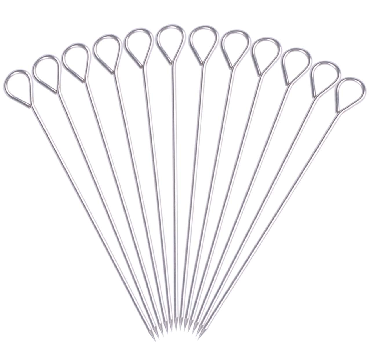 HONSHEN 8 Inch Stainless Steel BBQ Skewers, Shish Kebab Kabob Skewers 12 pcs