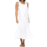 Alexander Del Rossa Cotton Nightgowns for Women, Victorian Nightgown, Ladies Vintage Cotton Sleeveless