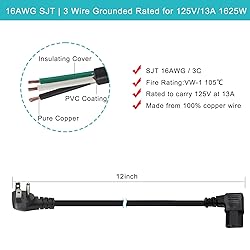 90 Degree Computer Power Cord Right Angle - 1FT
