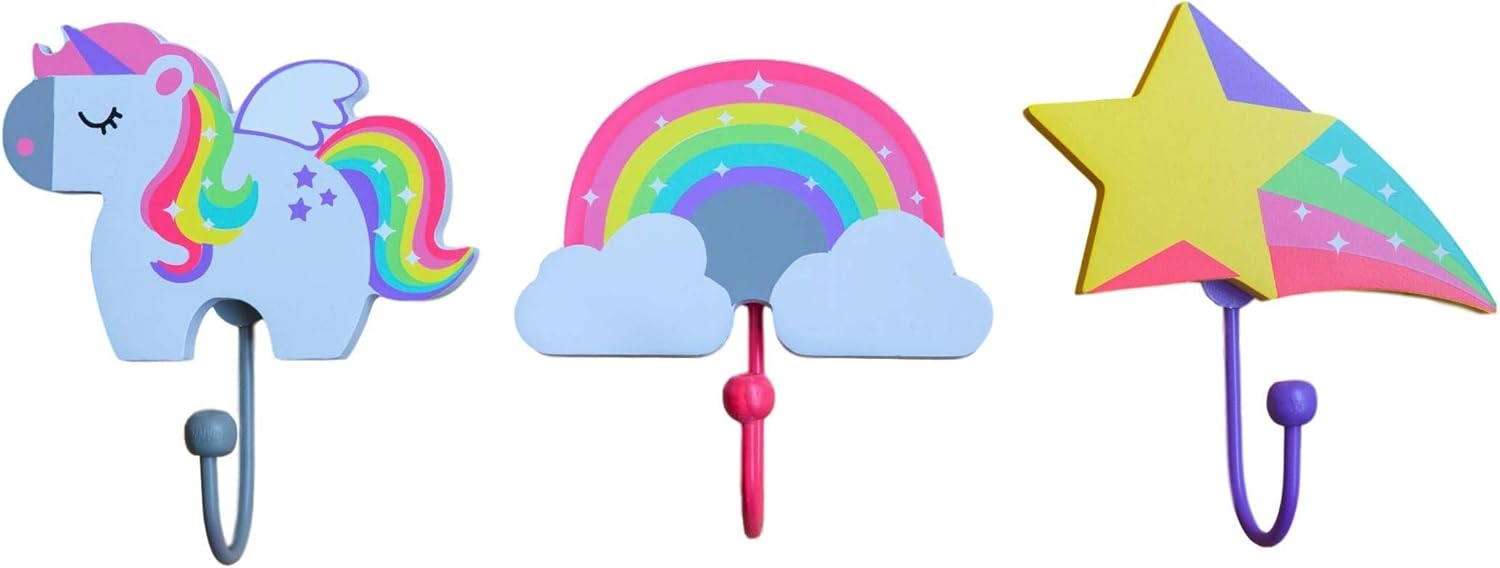 Kids Coat Rack Rainbow Coat Hook Wooden Unicorn Coat Rack Unicorn