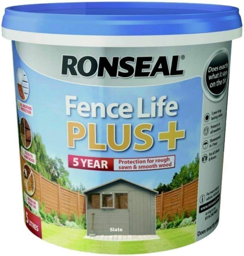 Ronseal 9L Slate Fence Life Plus Garden Shed & Fence Paint UV PotectionAll Colours 9L Slate