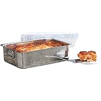 4 Piece Cover & Spatula Stainless Steel Lasagna Roaster Serving Pan 14 Inch