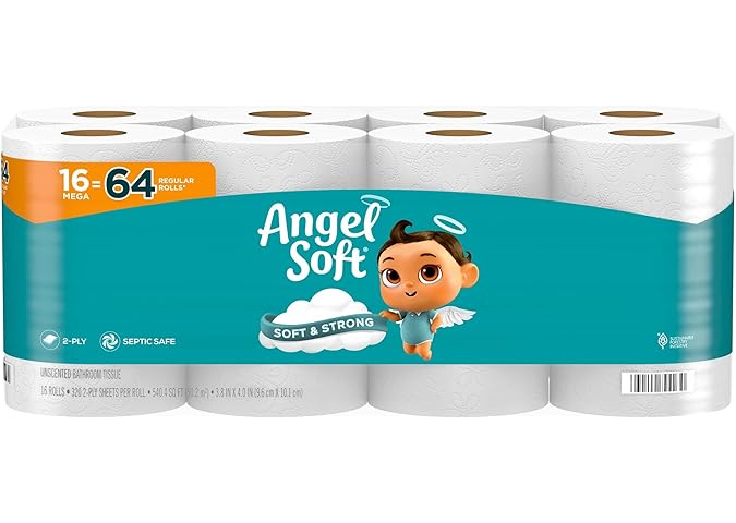 Angel Soft Toilet Paper, 16 Mega Rolls = 64 Reg...