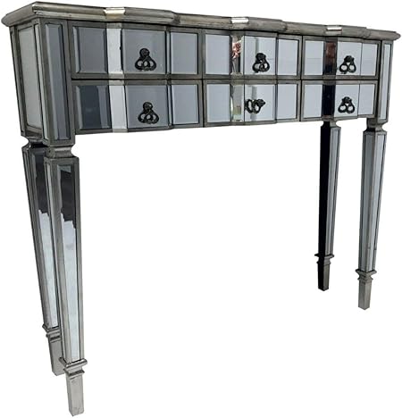 Interiors In Vogue Long Mirrored Wood Console Table 6 Drawers Tv