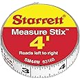 Starrett Tape Measure Stix with Adhesive Backing - Mount to Work Bench, Saw Table, Drafting Table - 1/2" x 4', English Metric, Left-Right Reading - SM44W
