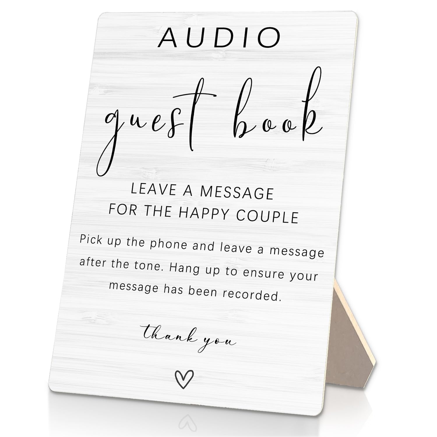Photo 1 of Runmess Audio Guest Book Sign - Audio Phone Guestbook Wooden Stand for Wedding 5x7inch, Wedding Table Decorations
