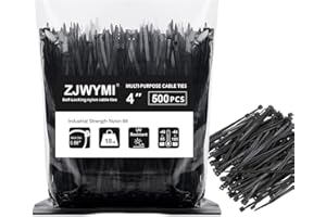 500PCS Zip Ties 4 inch, Durable Small Zip Ties with 18 lb Tensile Strength, Self-Locking Black Zip Ties for PC,Electronic,Wir
