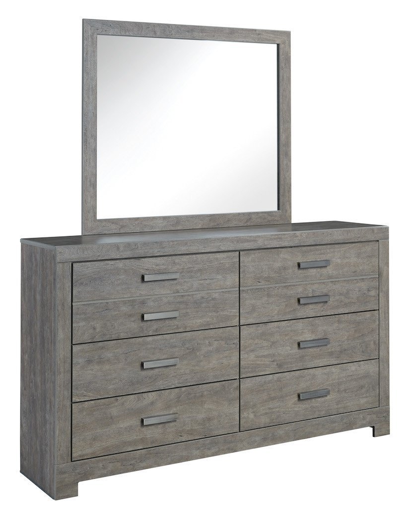Ashley Culverbach Six Drawer Dresser and Mirror Weathered Driftwood in Gray